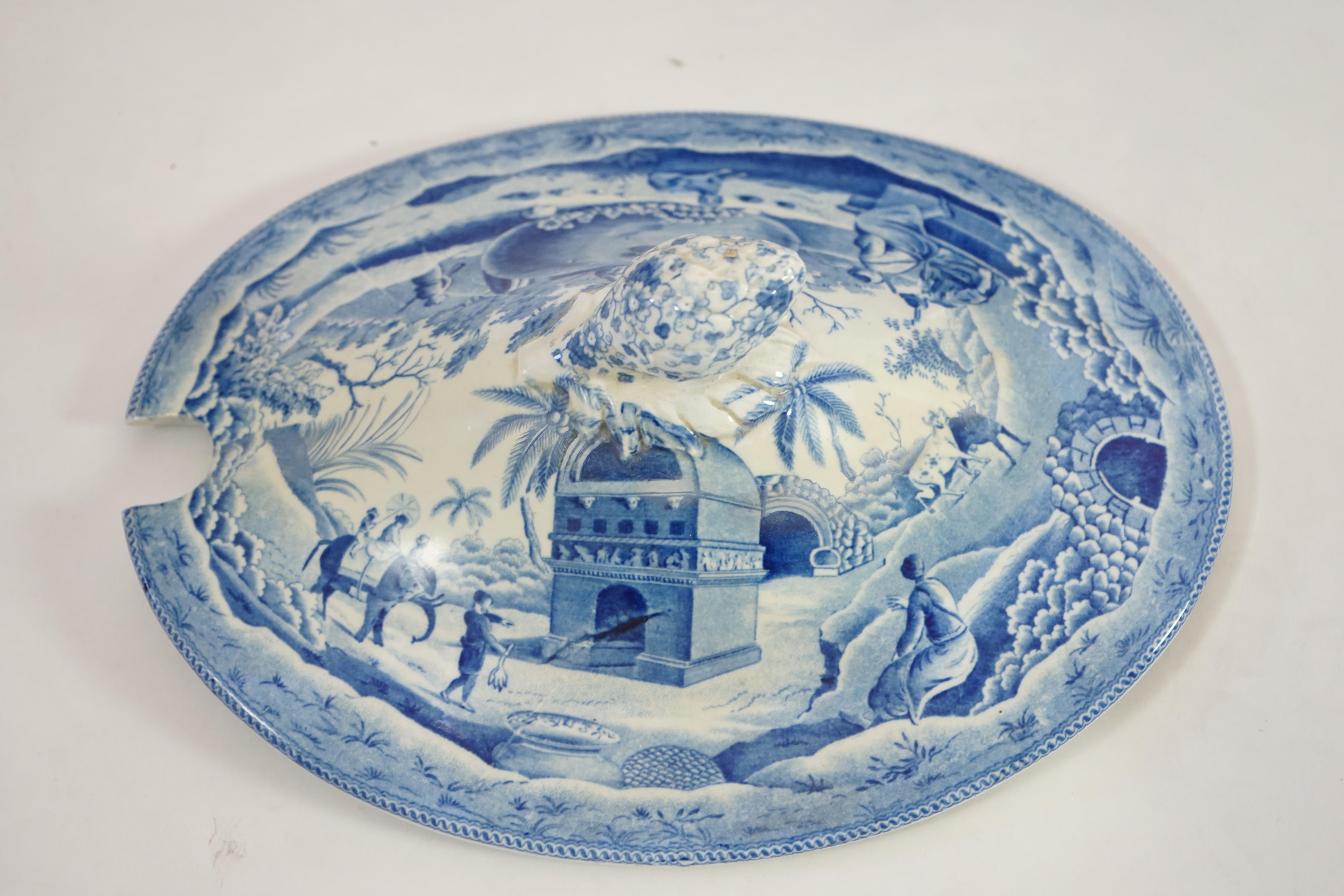 A Spode blue and white Caramanian pattern soup tureen and cover, c.1810